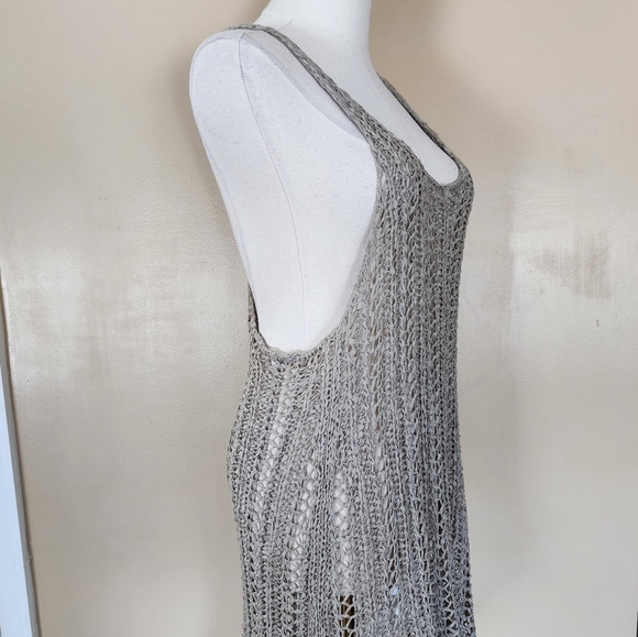 Taupe Crochet Coverup, Women's M - Picture 3 of 7